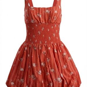 Anthropologie Floral Smocked Red Dress - NWT